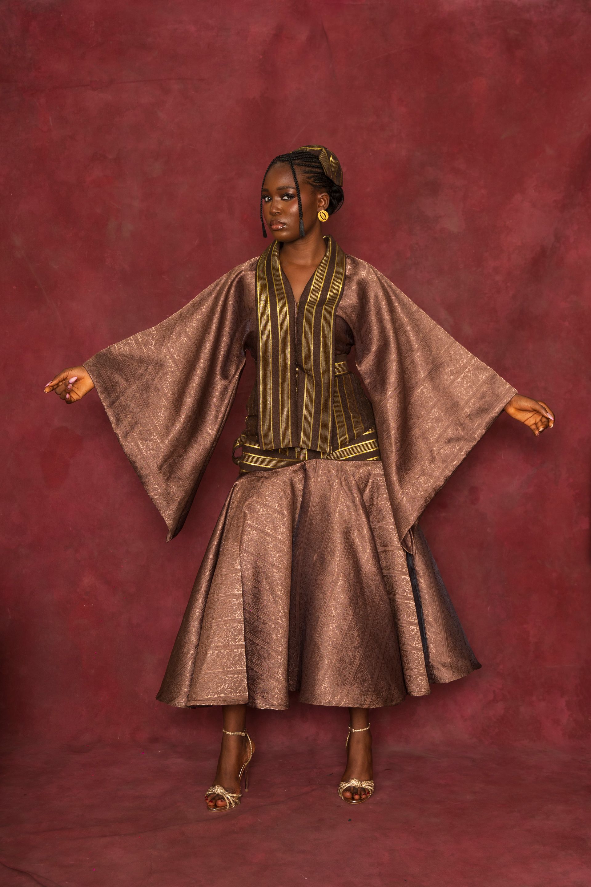 Brown Imperial Blouse and DMAKO Skirt