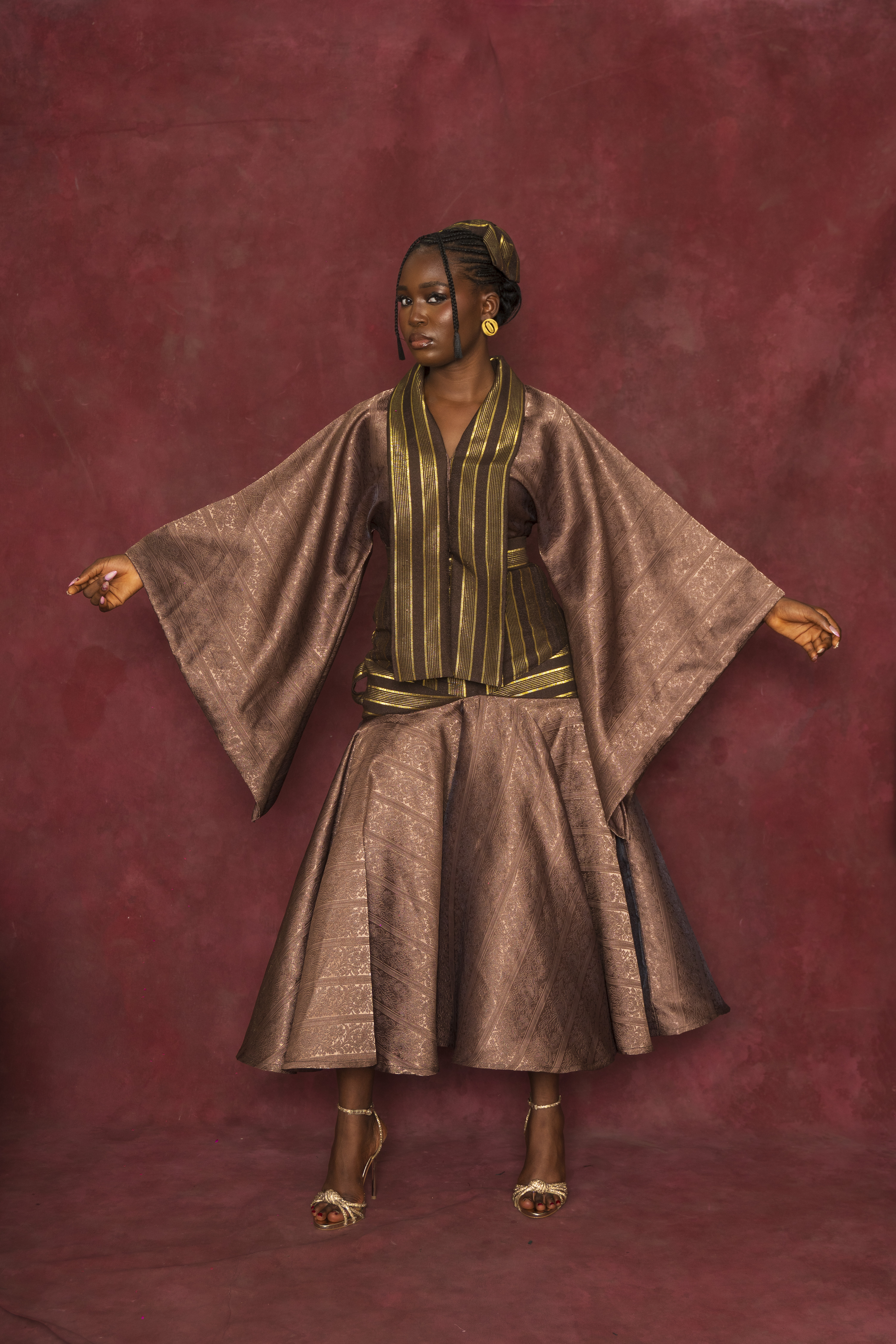 Brown Imperial Blouse and DMAKO Skirt