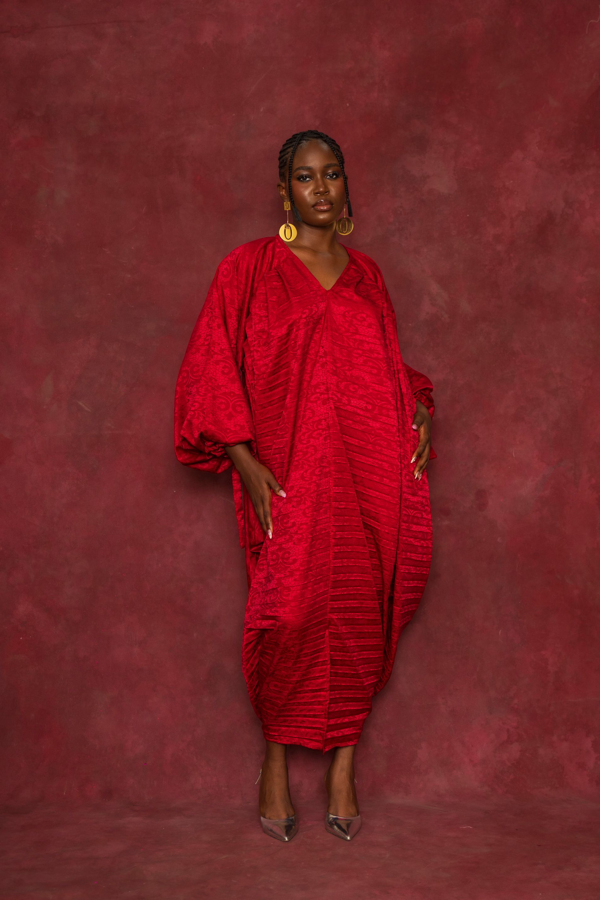 Red Peacock Maxi Dress