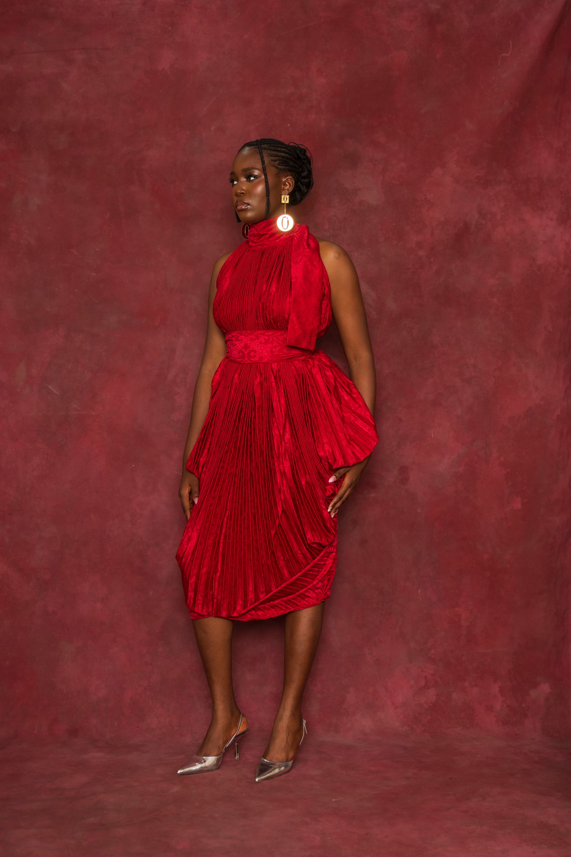 Red Pleated Dress