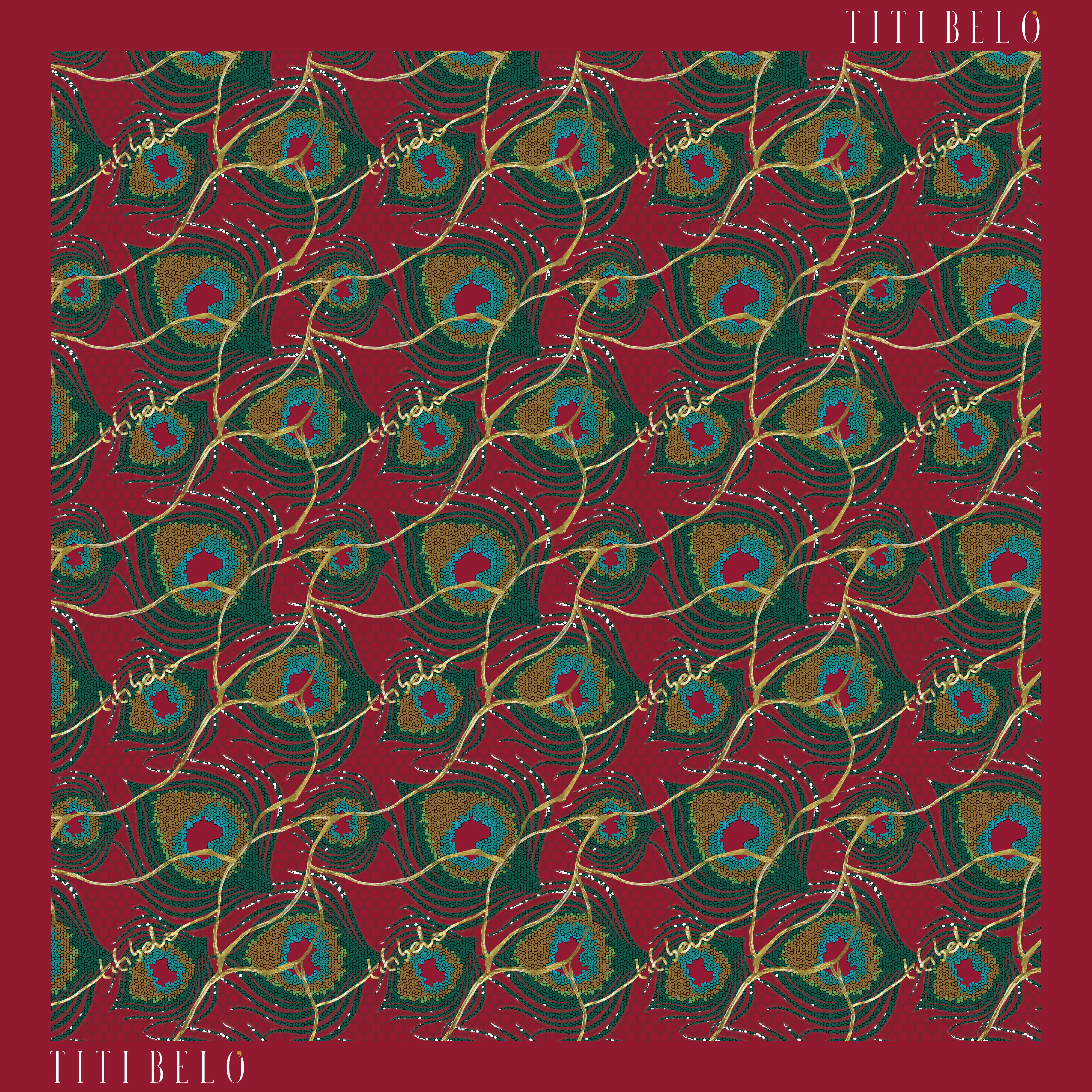 Red Kintsugi Print MT Scarf