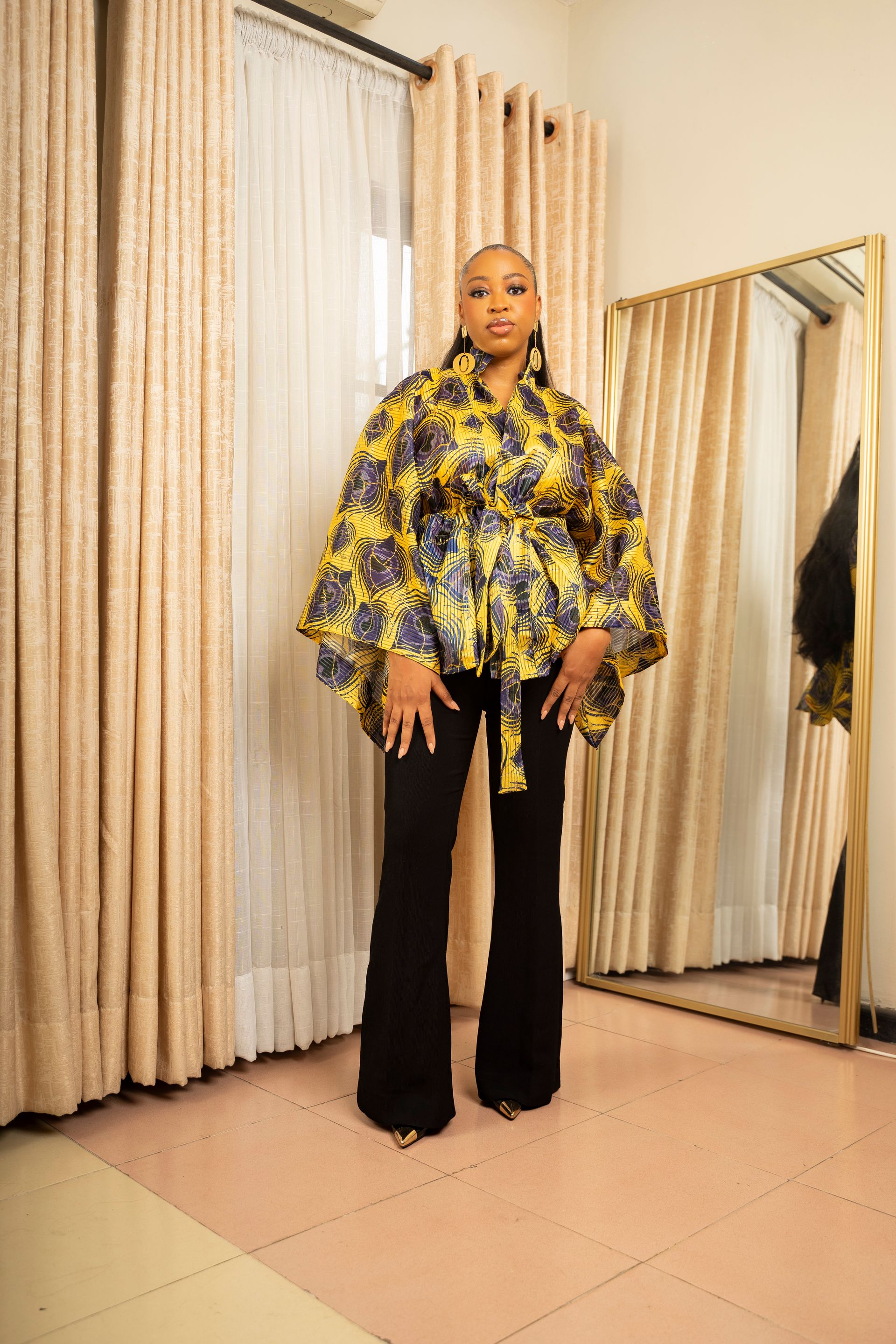 Yellow Kintsugi Print Kimono